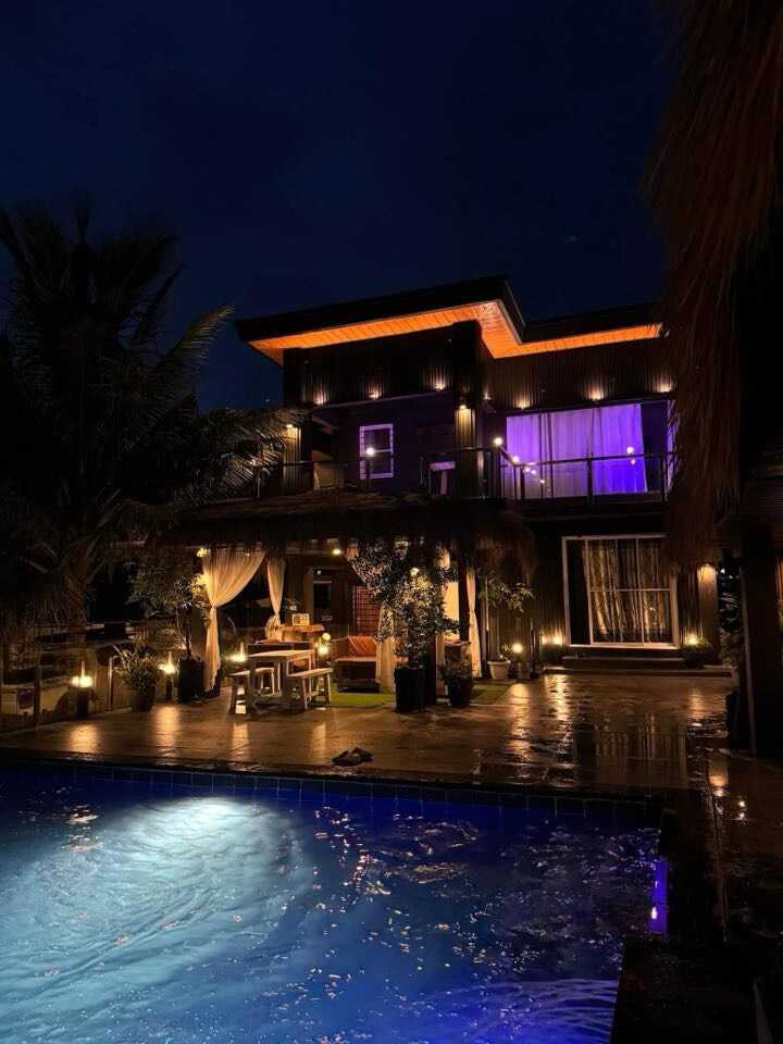 Group gathering at the villa